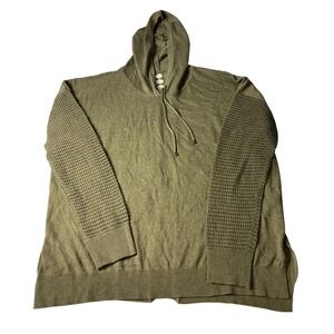Stitches & Stripes Antara Crochet Olive Green Hoodie Pullover Weave Sleeve XL